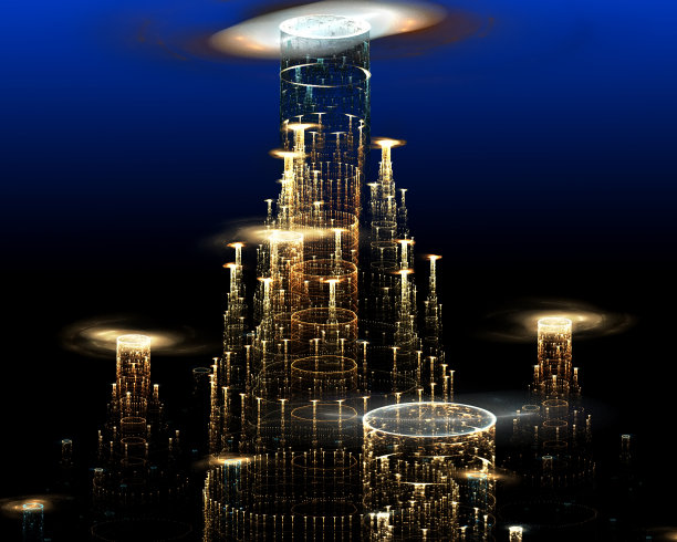 神秘的城市。计算机生成图形。图片下载