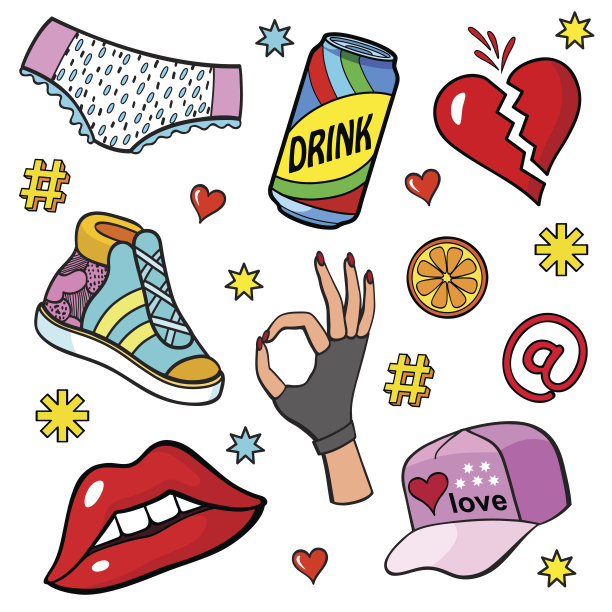 漫画风格贴纸图片下载