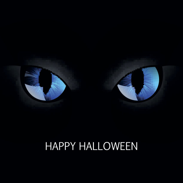 向量蓝色猫眼睛在黑暗的夜晚图片下载