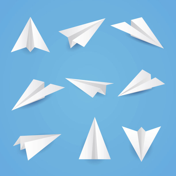 设置一个简单的纸飞机图标。矢量插图。素材图片