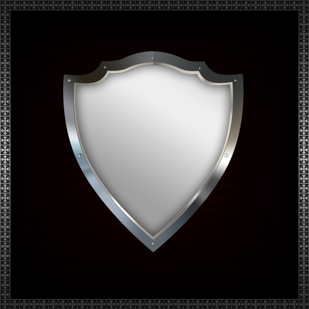 黑色背景的银色古盾。图片下载