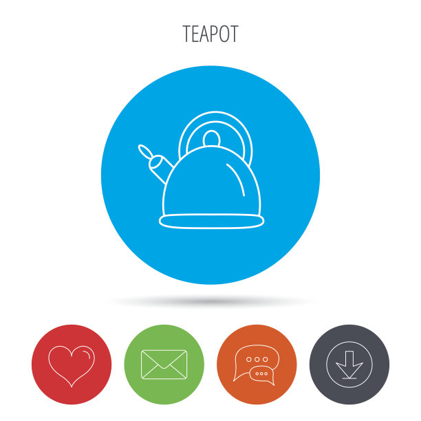 茶壶图标。厨房水壶的迹象。图片下载
