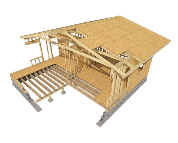 新住宅建筑用木结构。图片下载