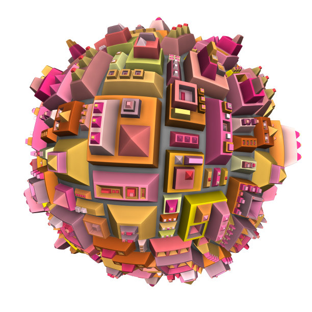 3d未来城市球在多种颜色上的白色图片下载