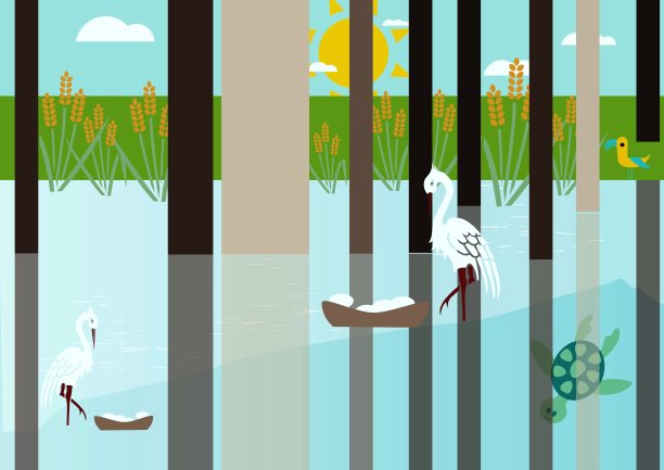 在沼泽筑巢图片下载