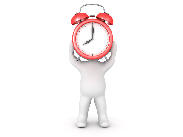 3D角色与闹钟的头部紧张图片下载