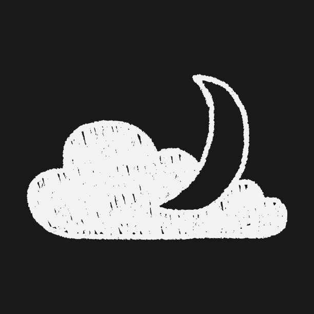 月亮和云涂鸦画图片下载