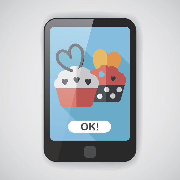 情人节纸杯蛋糕的长阴影图标，第10集图片下载