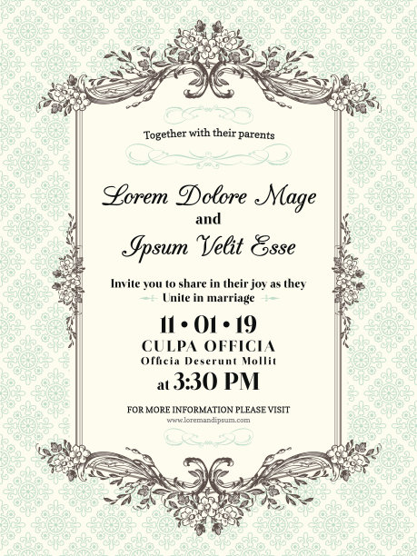 复古婚礼邀请边界和框架素材图片