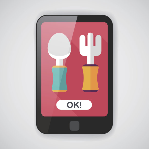 餐具和餐具扁平图标与长影子，eps10图片下载