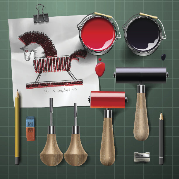 一套工具和用品雕刻图片下载