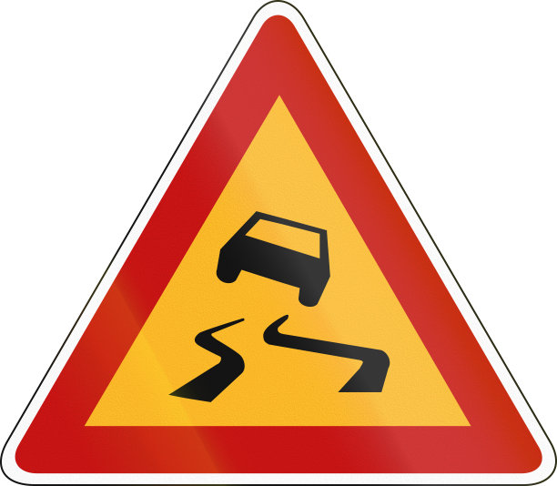 韩国道路警告标志-滑倒危险图片下载