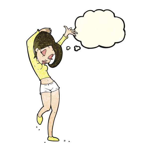卡通美女与思想泡泡跳舞图片下载
