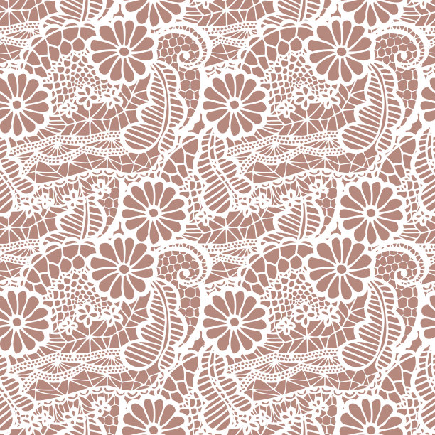 花边无缝图案与花素材图片