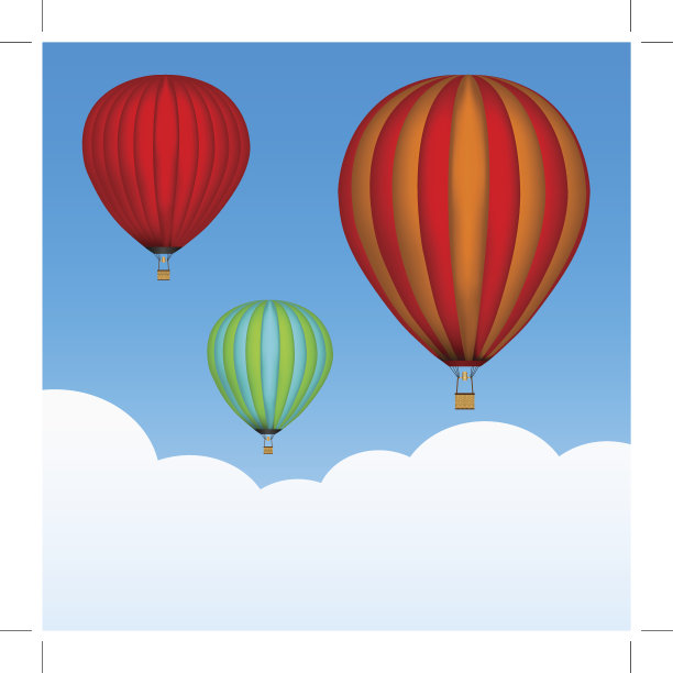 热气球在天空中。背景,云。彩色照片。向量图片下载