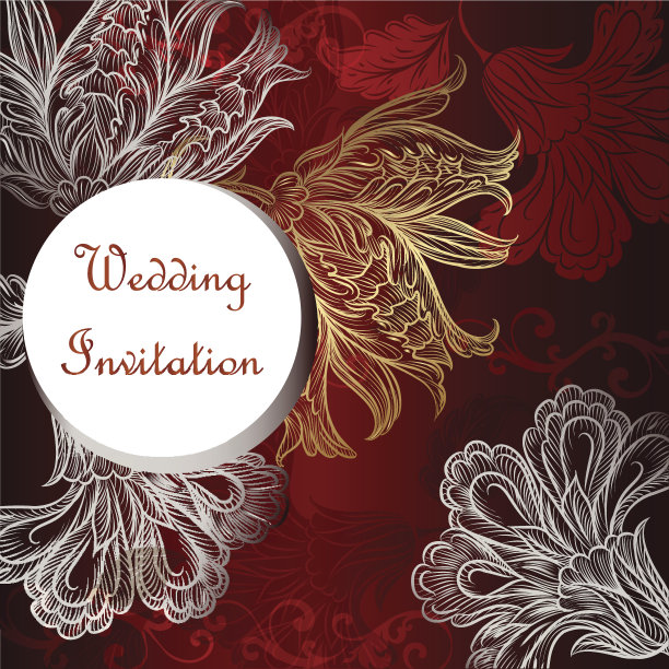 带有花卉元素的婚礼请柬图片下载