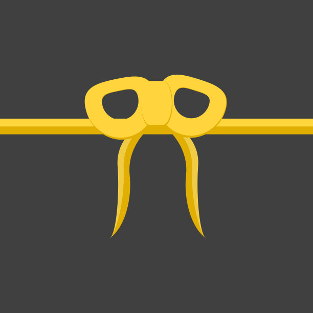 灰色背景上的黄色蝴蝶结图片下载