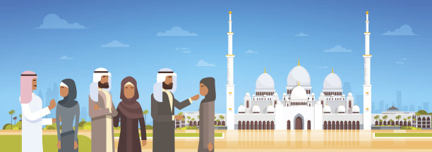阿拉伯人在斋月期间前往清真寺图片下载