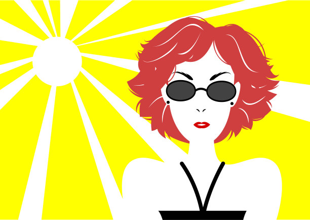 戴着墨镜的短发女人图片下载