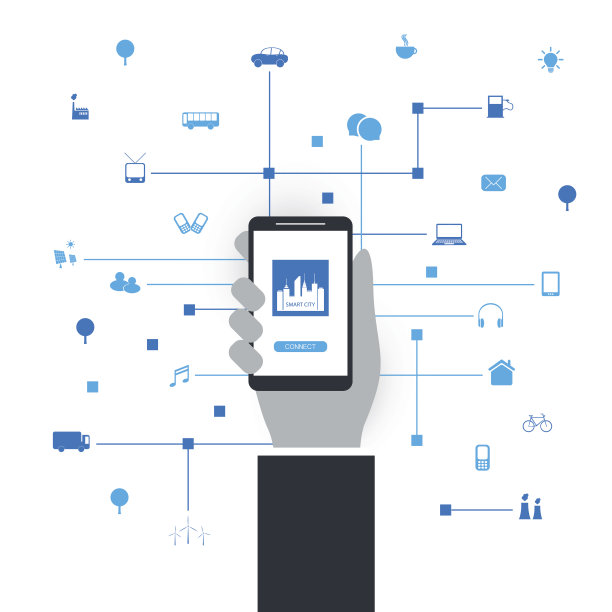 智慧城市，物联网设计概念与图标图片下载