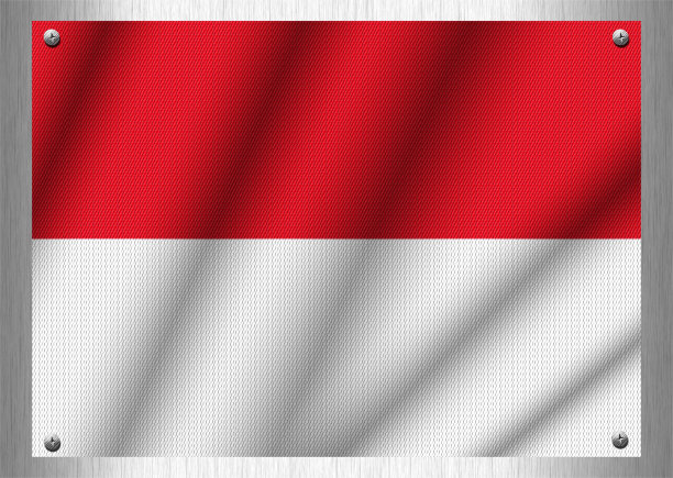 印在钢板上的印尼旗图案。图片下载