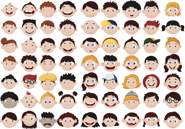 一套卡通儿童头像素材图片
