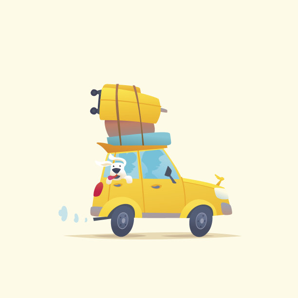 现代海报与夏季汽车旅行与行李素材图片