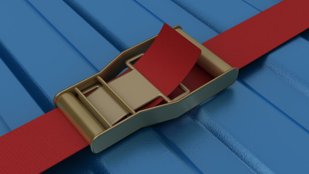 夹着金属容器的棘轮皮带图片下载