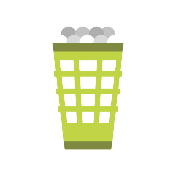 绿色篮子与高尔夫球平面图标图片下载
