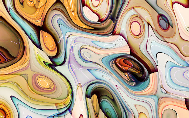 海市蜃楼水彩波纹艺术彩虹色图片下载