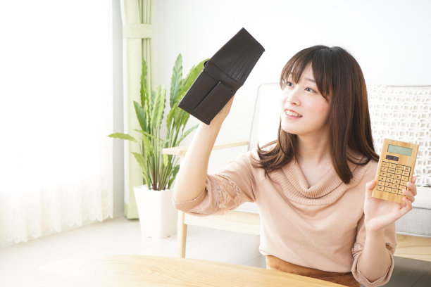 年轻女子在计算国内账户图片下载