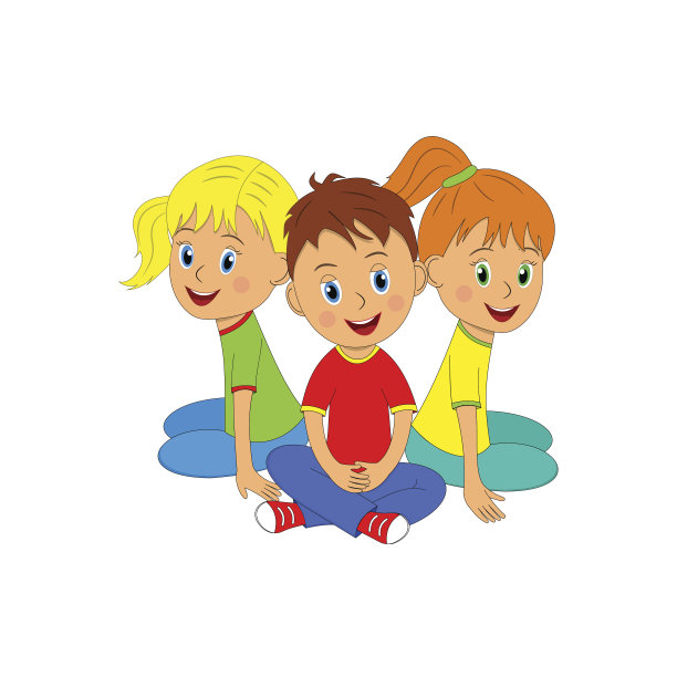 男孩和女孩坐在地板上图片下载