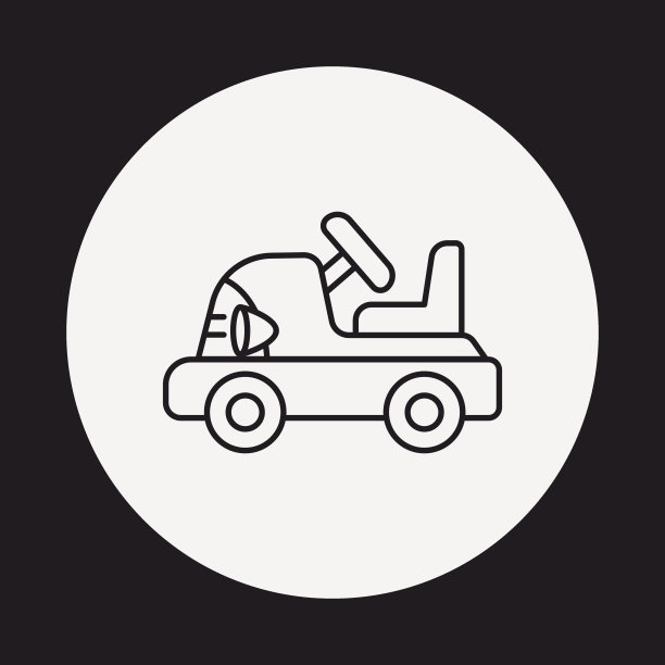 婴儿玩具汽车线图标图片下载