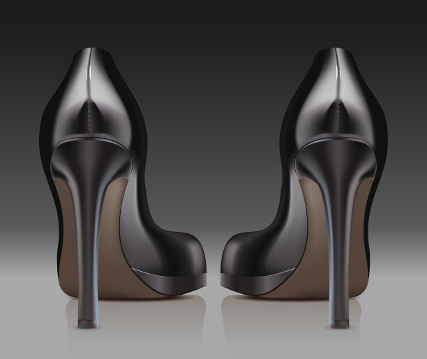 一双黑色高跟鞋的梯度网格插图画家图片下载