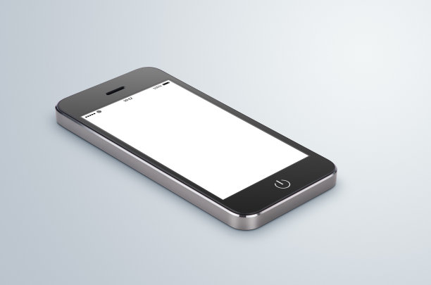 黑色现代智能手机模型与空白屏幕图片下载