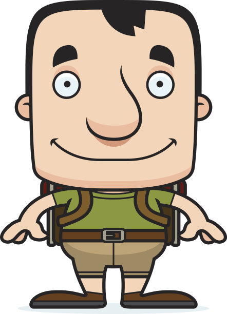 卡通微笑的徒步旅行者图片下载