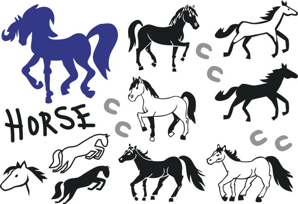 马的绘画和图标图片下载