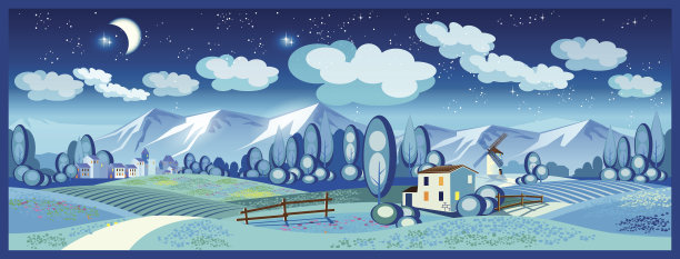 乡村的夜晚图片下载