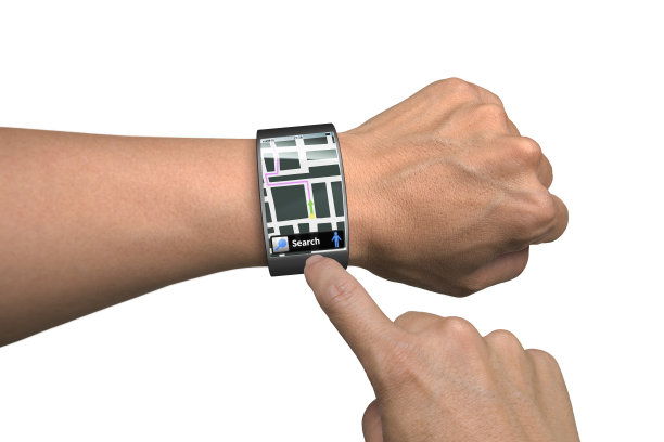 手戴智能手表与地图指南图片下载