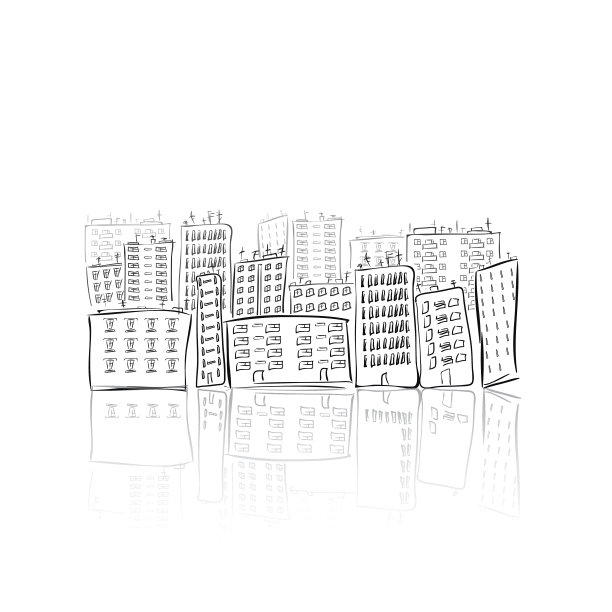 手绘城市的房屋图片下载