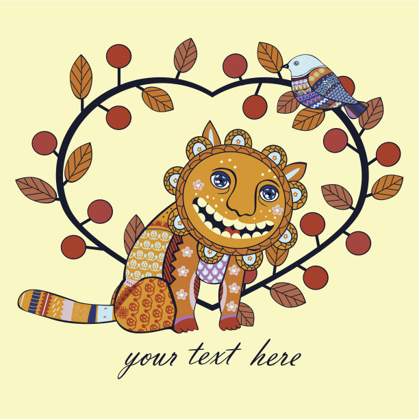 猫,心脏和鸟类。图片下载