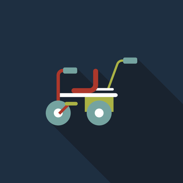 儿童三轮车平面图标与长影子，eps10图片下载