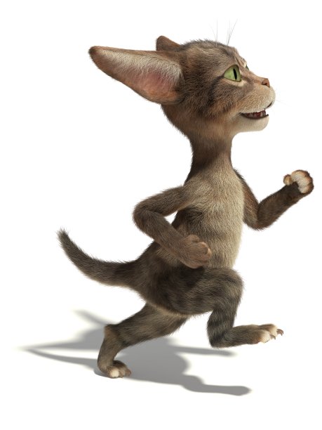 3D小毛绒绒的斑猫跑像一个人图片下载