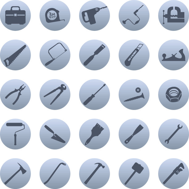 矢量工作工具图标集图片下载