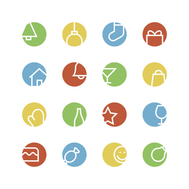 圣诞彩色图标集图片下载