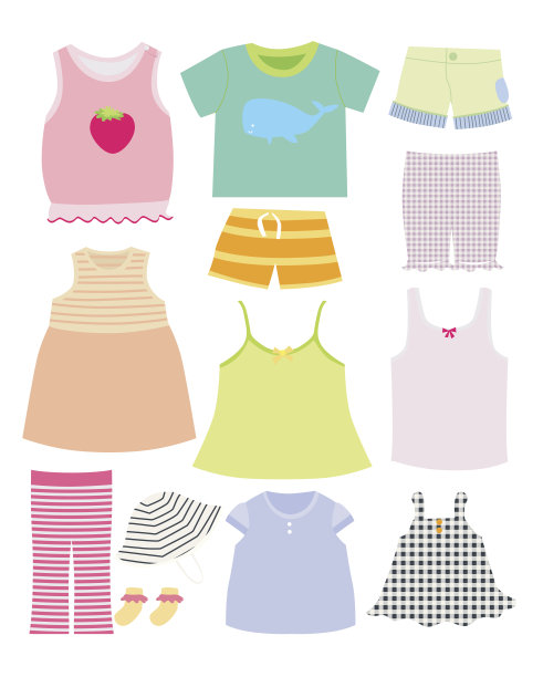 向量收集婴儿和儿童服装收集。图片下载