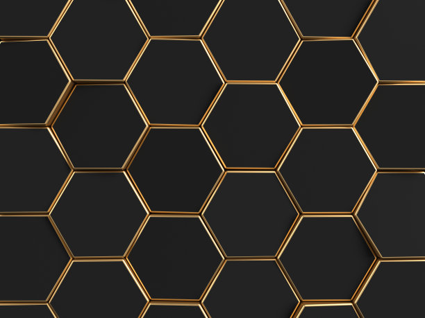 六角金色的背景。三维渲染图片下载