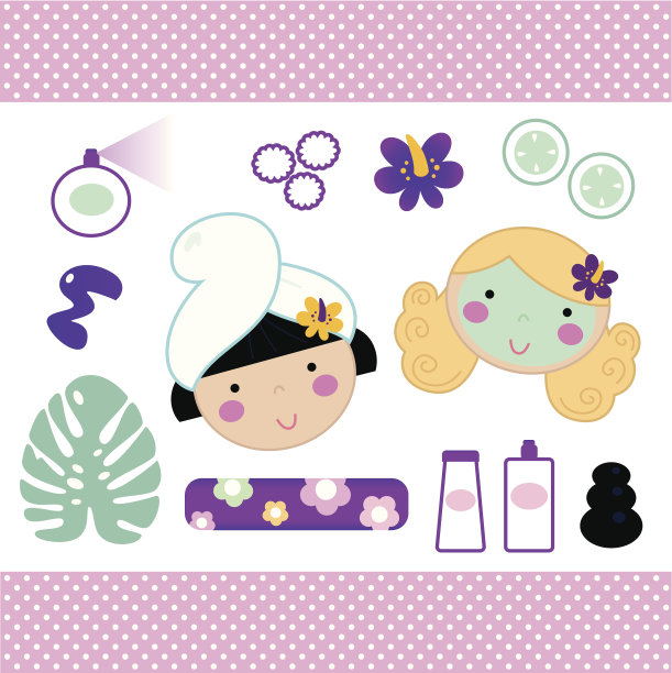 可爱的spa元素与美丽的女孩(粉色)图片下载