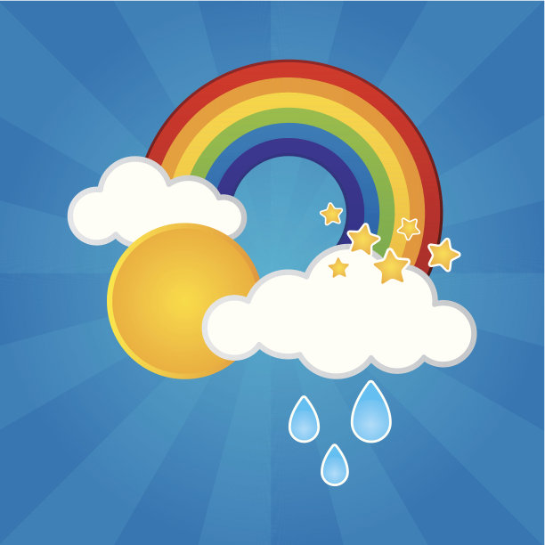 太阳、雨、云和彩虹图片下载