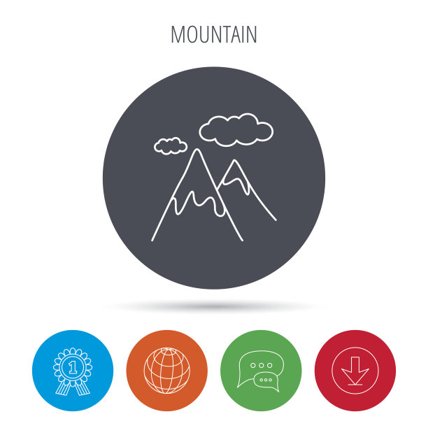 山图标。山和云的标志。图片下载
